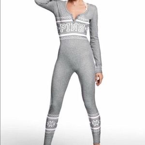 VS Pink Pajama Onesie in gray XS