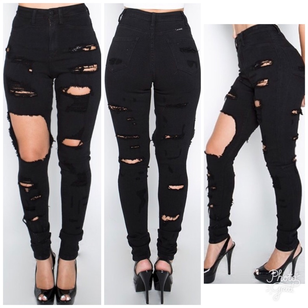 High waist ripped jeans