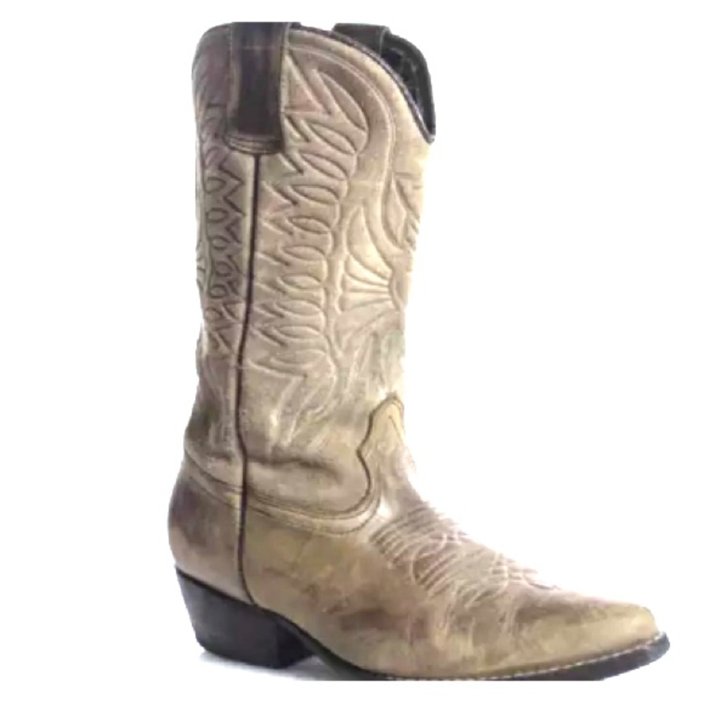 JOE SANCHEZ BROWN LEATHER COWGIRL BOOTS SIZE 6.5