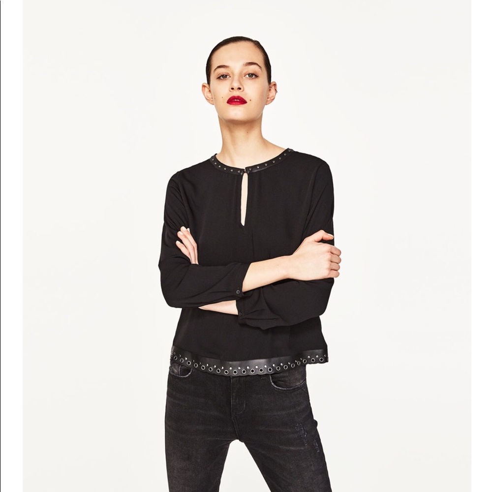 ZARA- leather detailed blouse- new with tags✨💓💓