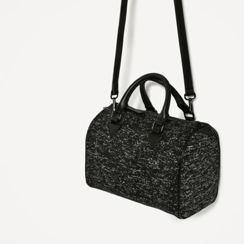 Zara black fabric bowling bag_3