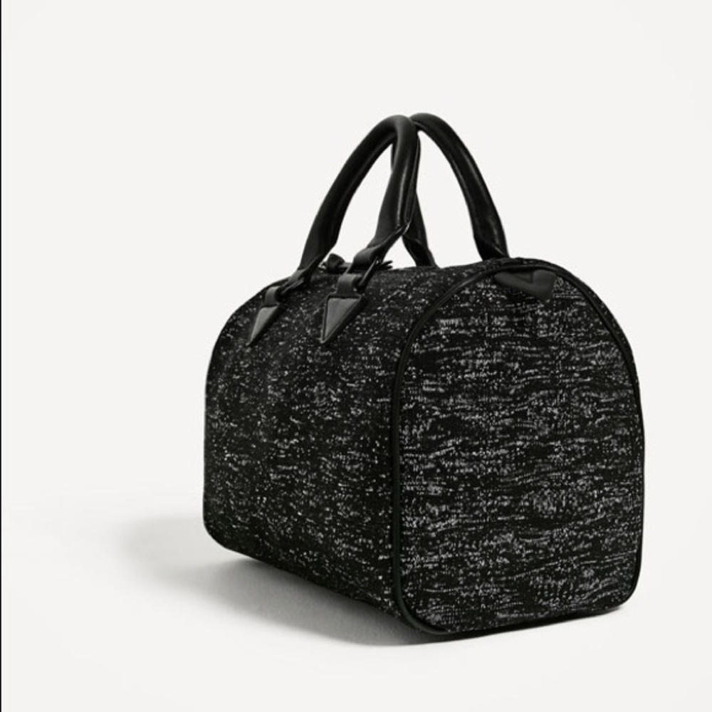 Zara black fabric bowling bag_4