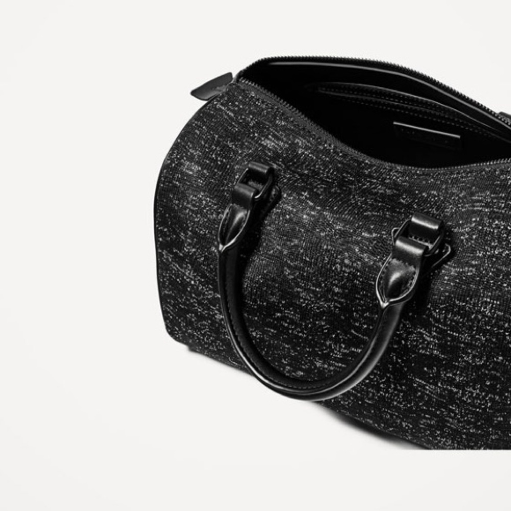 Zara black fabric bowling bag_5