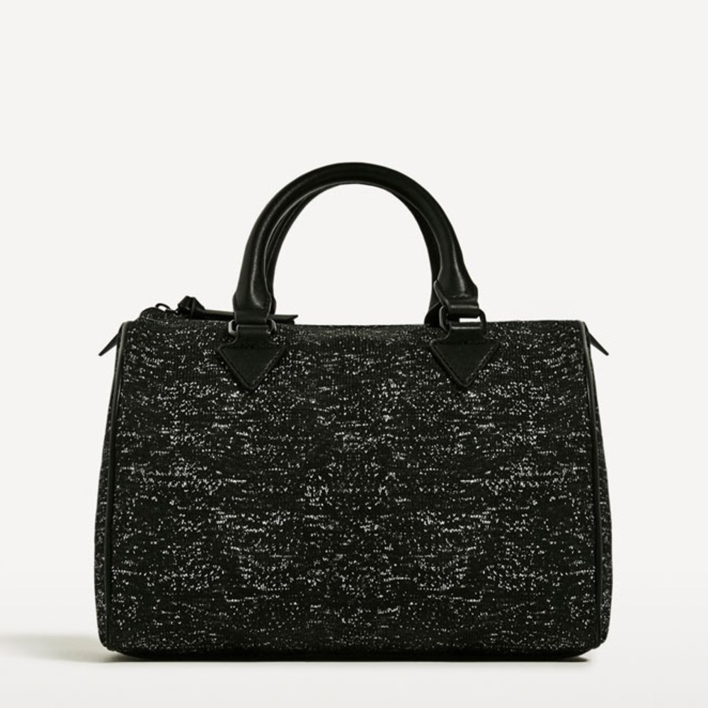 Zara black fabric bowling bag_2