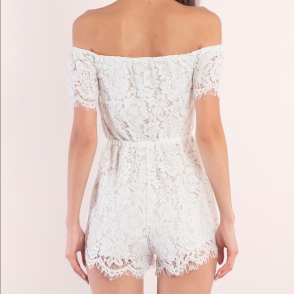 1 M! off shoulder laced up white jumpsuit romper - Picture 3 of 6