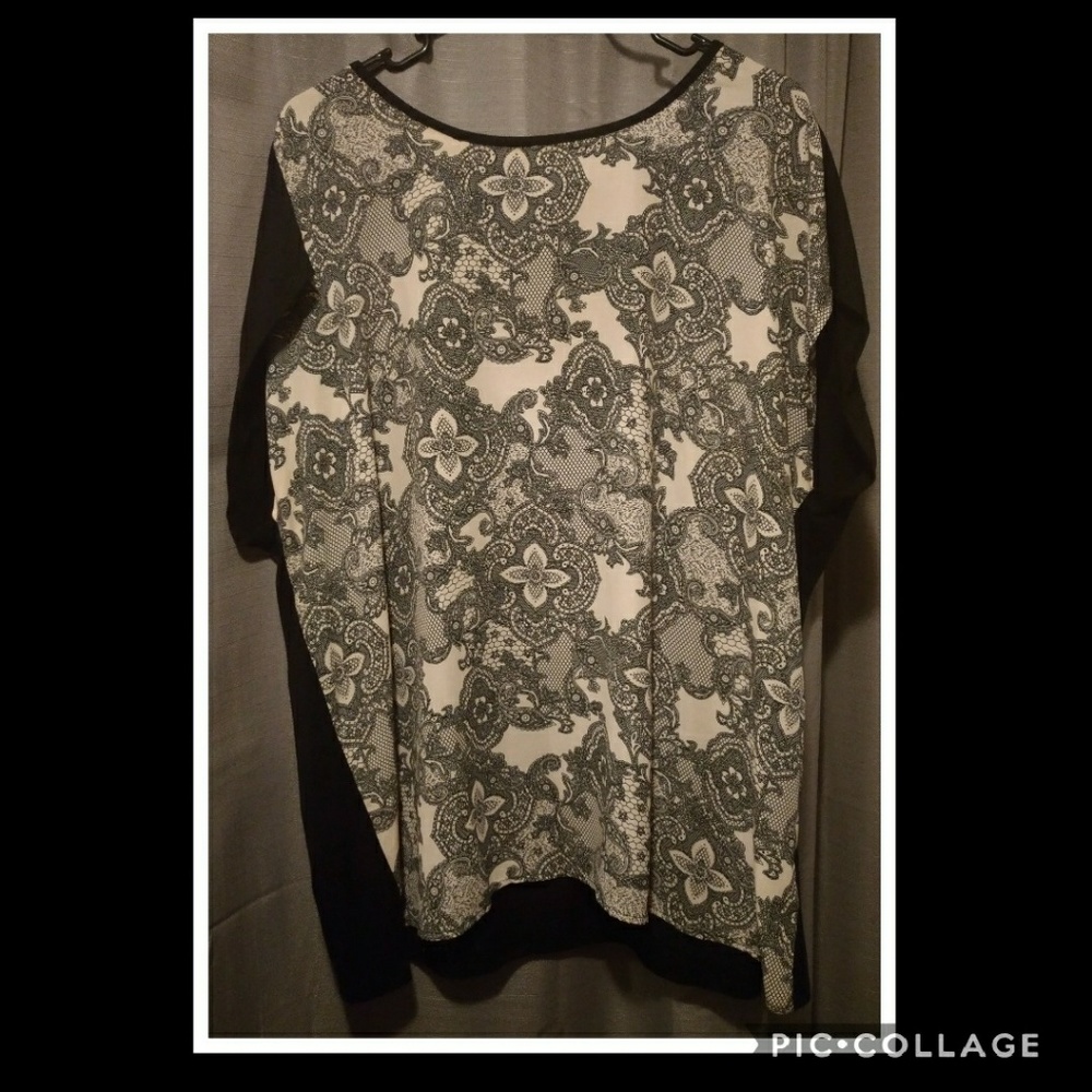 Lace Printed Dolman Sleeve Top