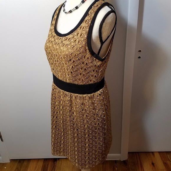 Forever 21 Antique Gold & Black Lace Midi Dress - Picture 5 of 8