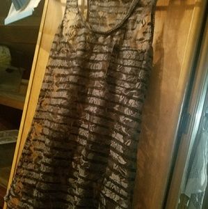 Floral striped lace tank top