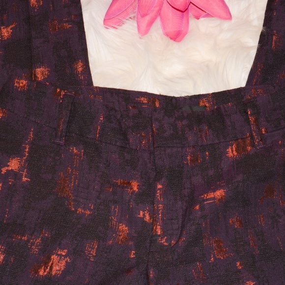 LORD & TAYLOR Purple & Copper Pattern Twill Ankle Trouser Pants NWT - Picture 4 of 7