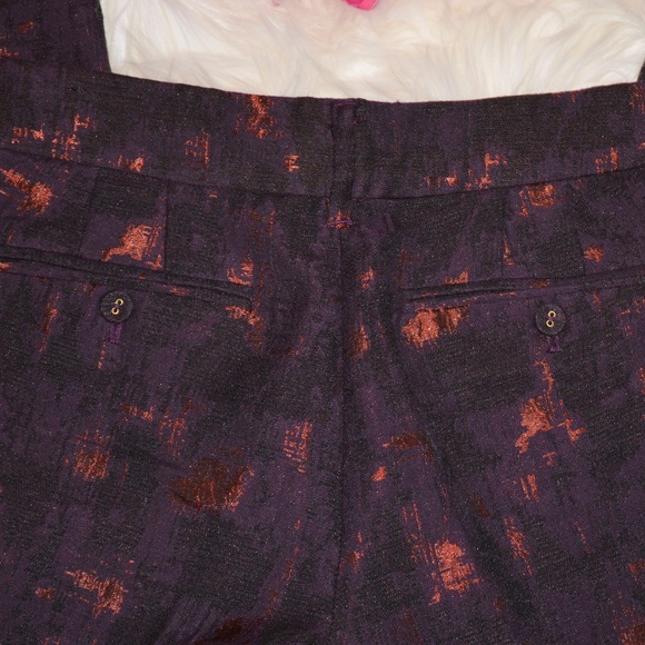 LORD & TAYLOR Purple & Copper Pattern Twill Ankle Trouser Pants NWT - Picture 6 of 7