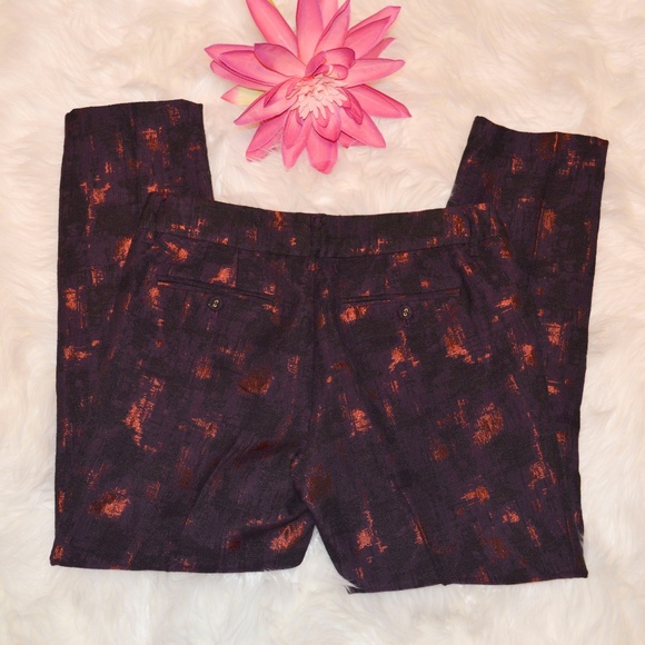 LORD & TAYLOR Purple & Copper Pattern Twill Ankle Trouser Pants NWT - Picture 5 of 7