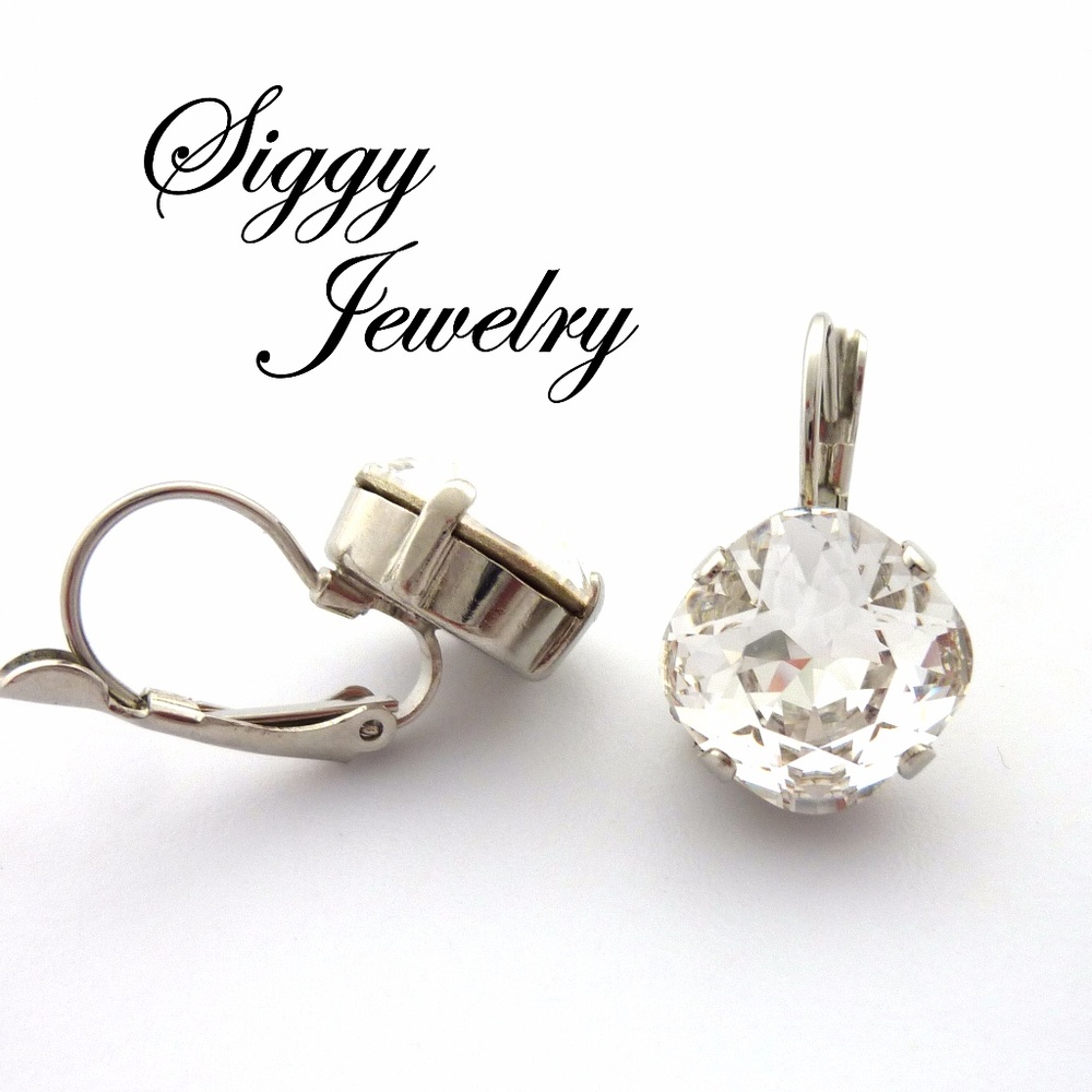 Crystal Earrings Made With Swarovski 12mm Crystals - Picture 5 of 6