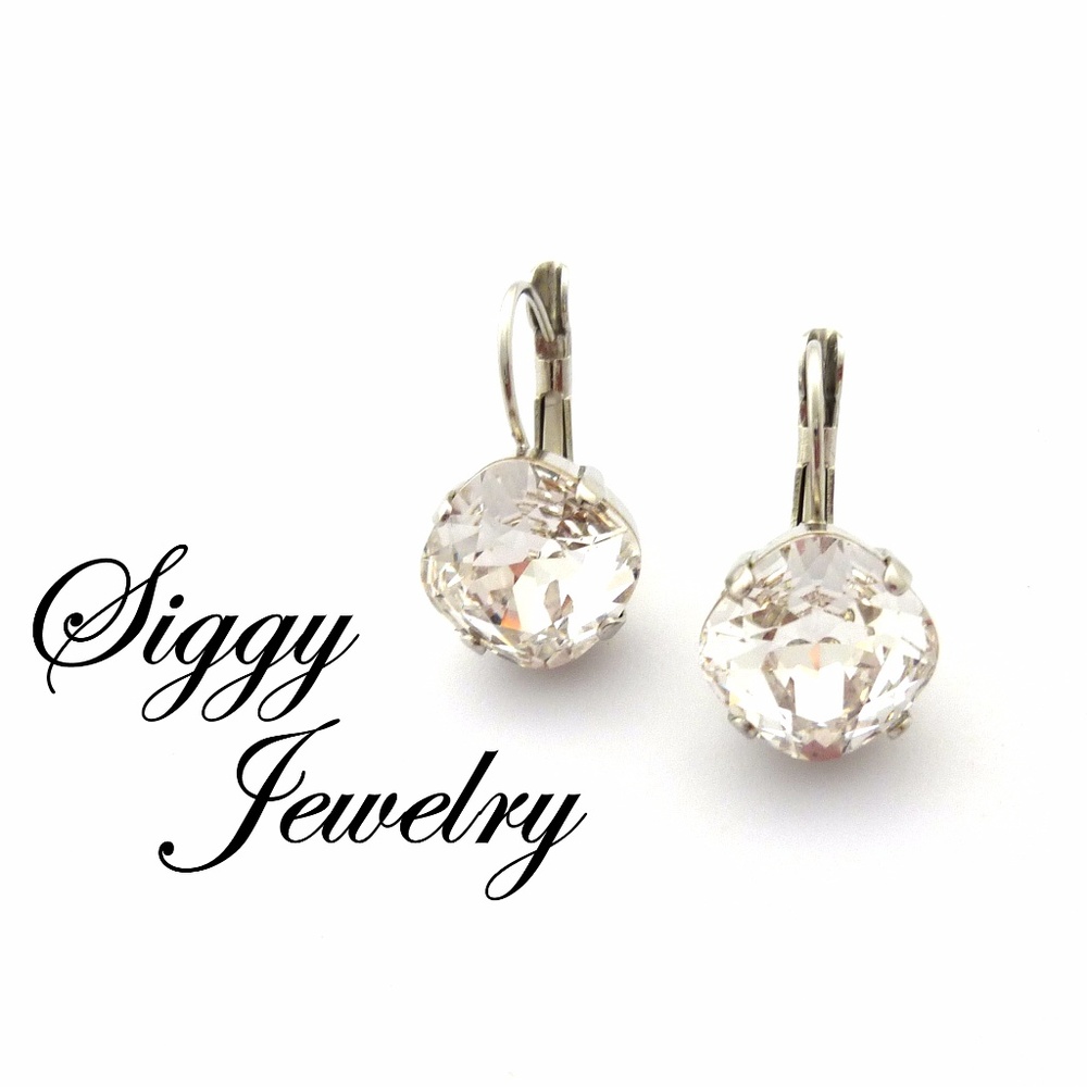 Crystal Earrings Made With Swarovski 12mm Crystals - Picture 2 of 6