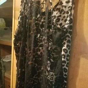 Leopard & black lace tank top