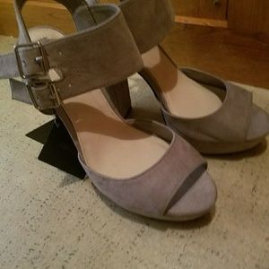 Gray suede heels