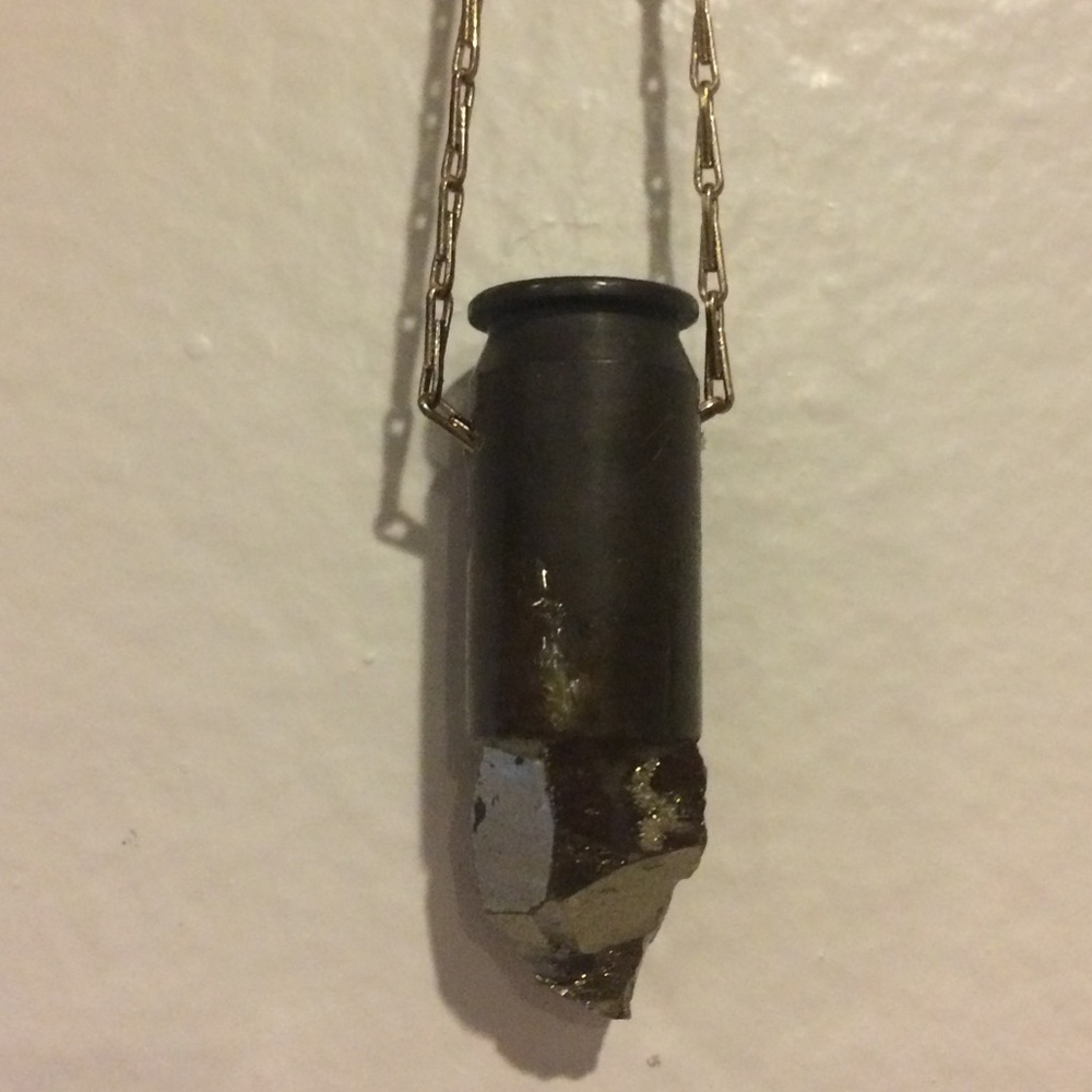 Pyrite Crystal Bullet Pendant