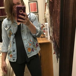 BOHO FLORAL DENIM JACKET