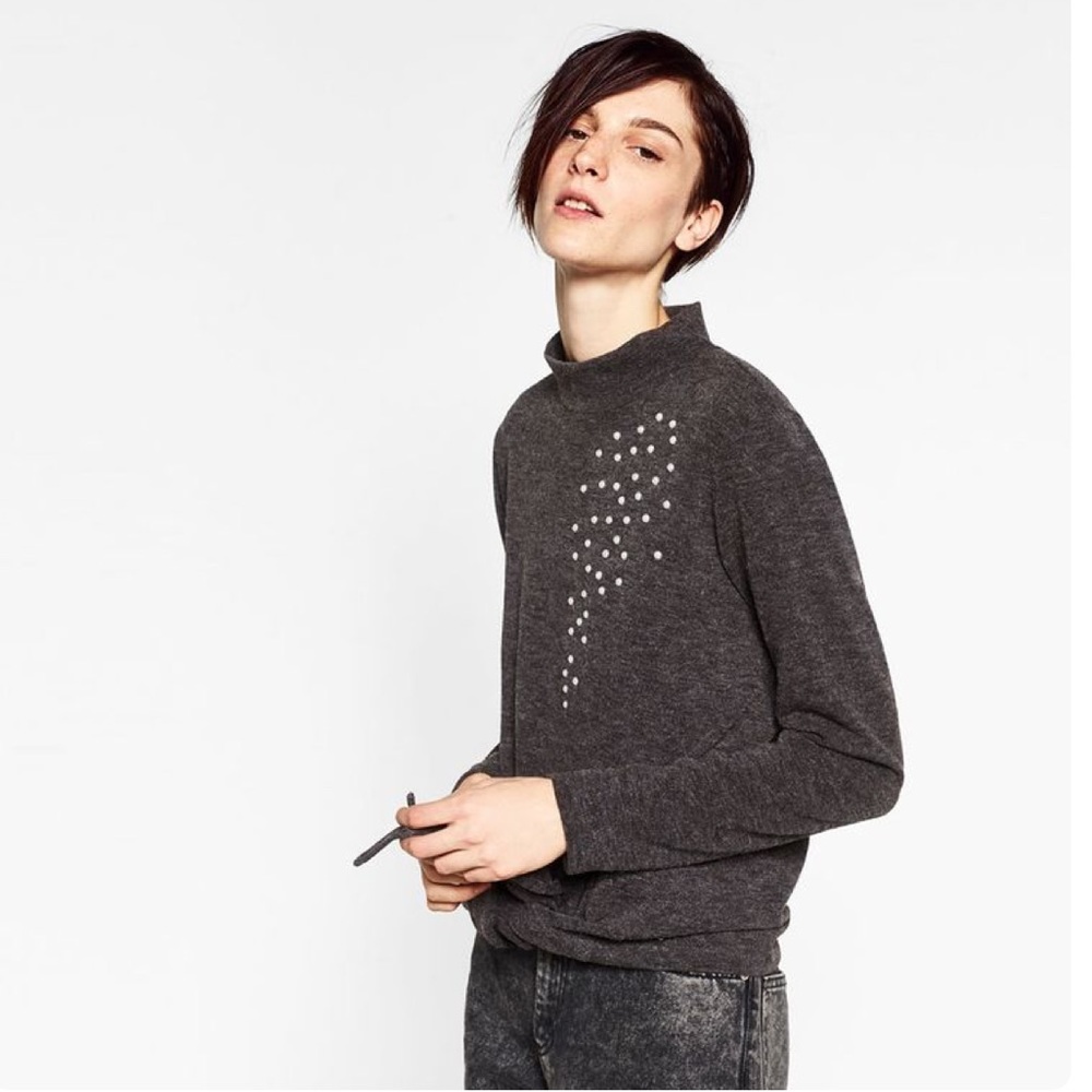 Zara pearls appliqué sweater