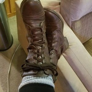 Dark brown combat boots