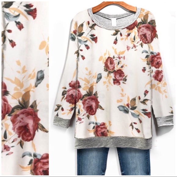 LAST ONE!! Floral Long Sleeve Sweatshirt - Picture 2 of 2