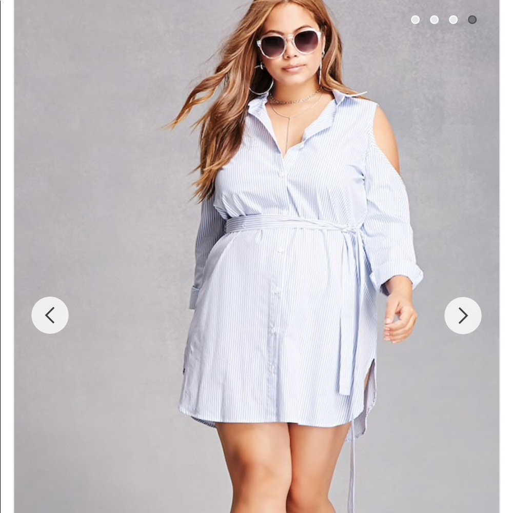 Forever 21 Blue and White Striped shirt dress
