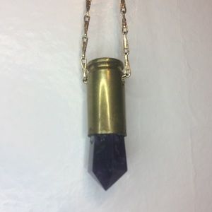 Amethyst Crystal Bullet Necklace Pendant
