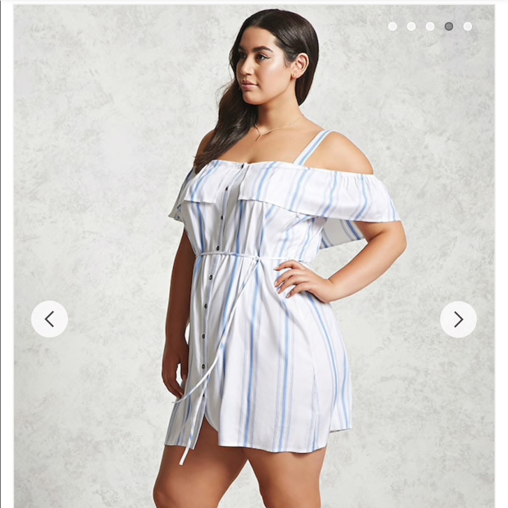 Forever 21 open shoulder striped dress