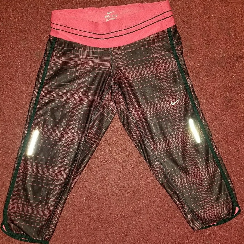 Nike Black and Pink Print Dri Fit Leggings