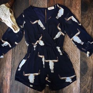 Navy Bull Romper