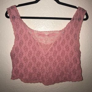 Bubblegum pink lace cropped lingerie top Bubblegum pink lace cropped lingerie top