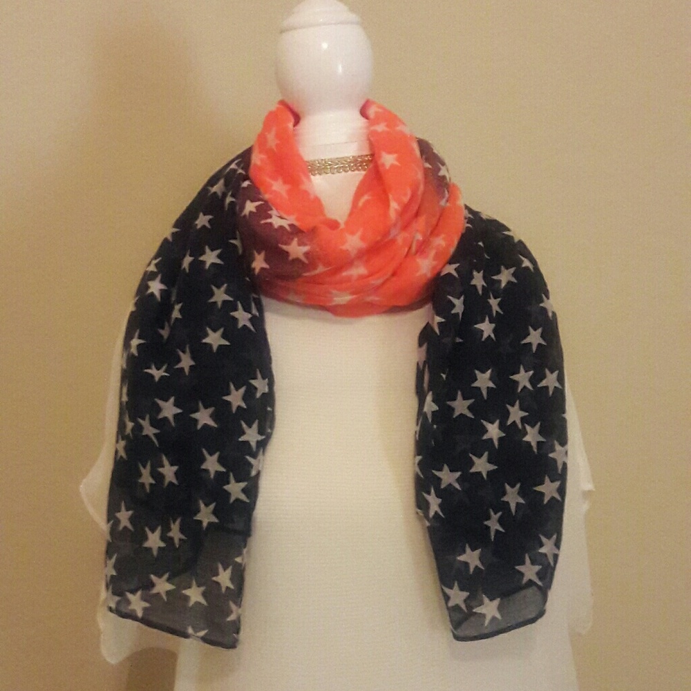 Starry navy and orange scarf