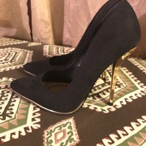 Luichiny black & gold heels 4.5 inch 6.5