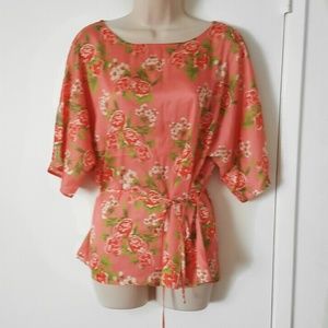 Forever 21 Orange Floral Combo Blouse
