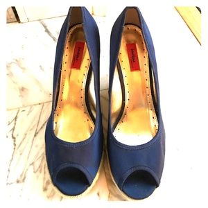 Nordstrom Boutique Satin Blue Wedges