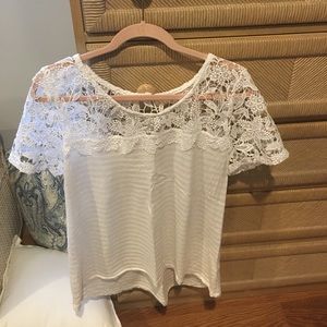White lace top tee