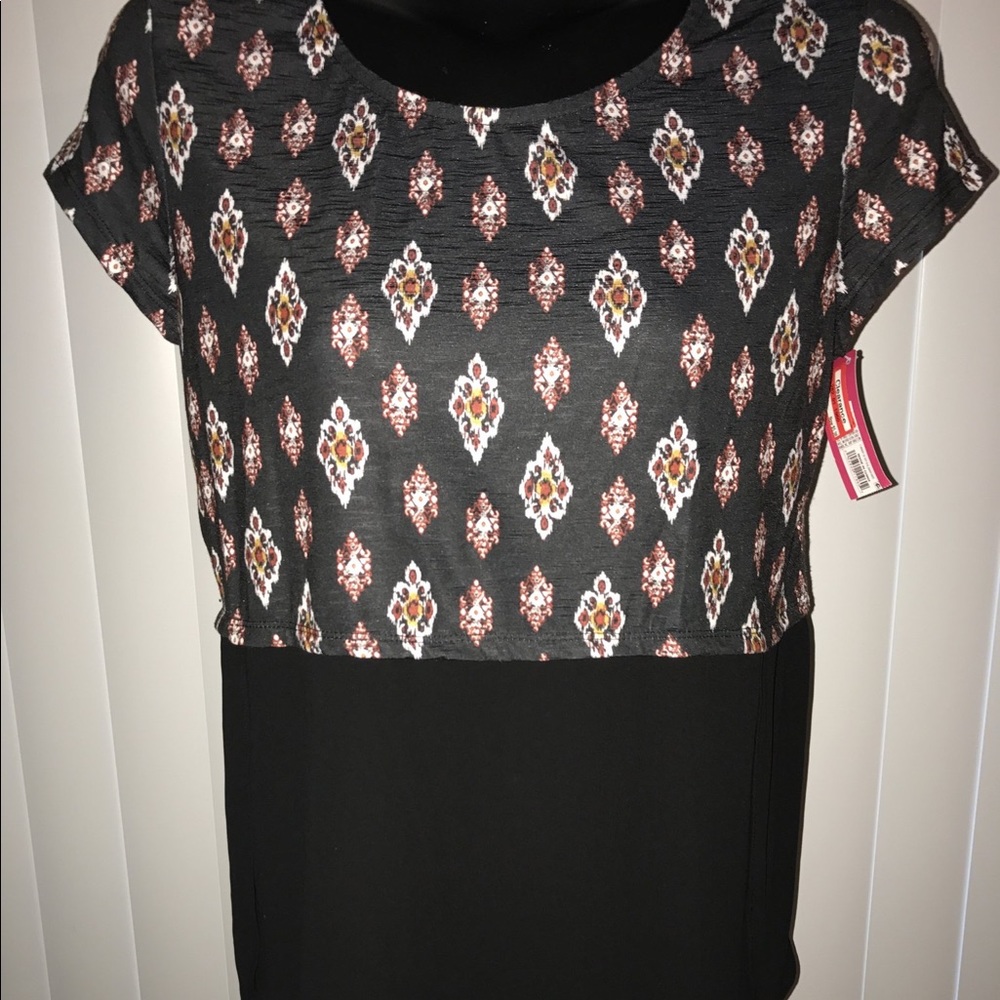 XHILARATION Half Tee Half Sheer Top