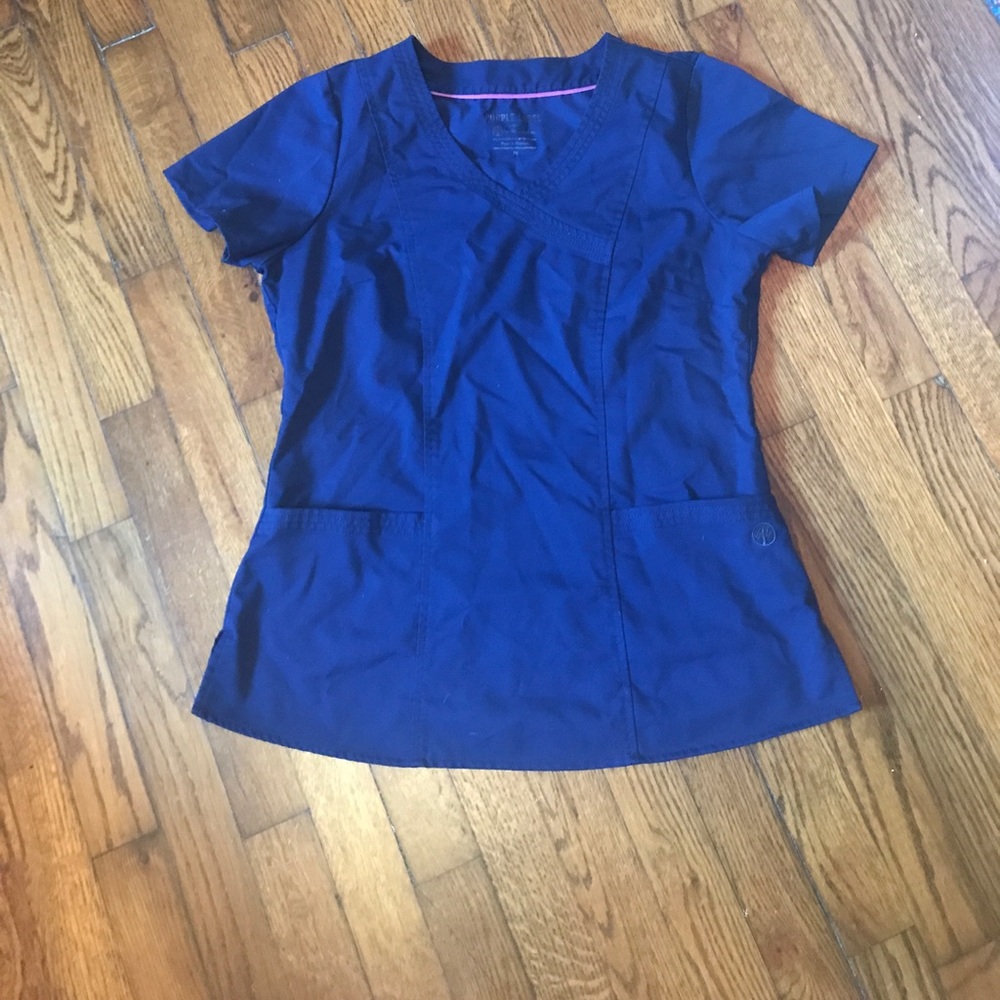 Navy fitted scrub top