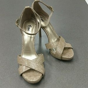 Fiona 8 gold glitter 4.5 heel ankle wrap strap