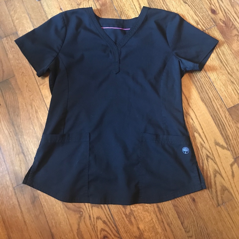 Black fitted scrub top