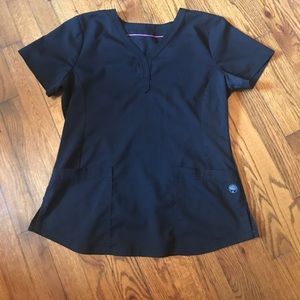 Black fitted scrub top