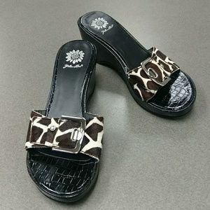 Yellow Box 8 brown white animal print leather uppe