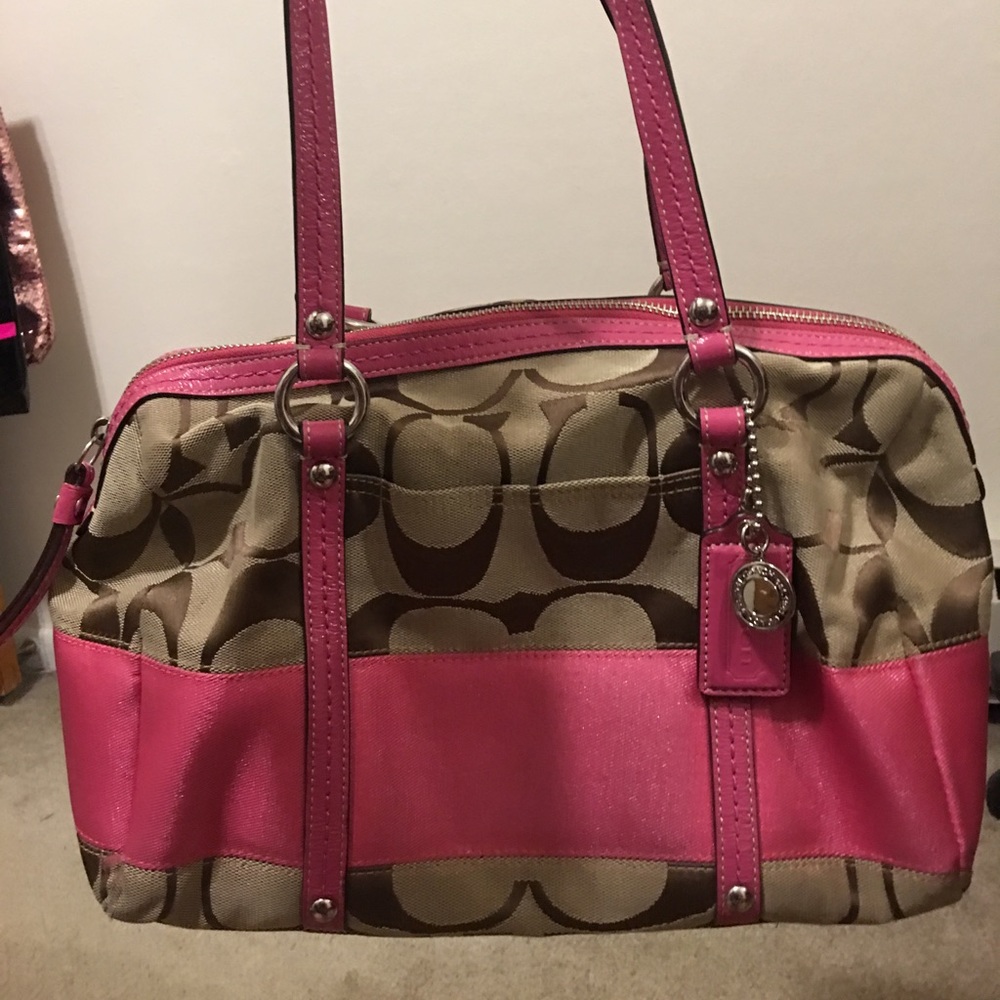 Authentic Coach brown/pink handbag