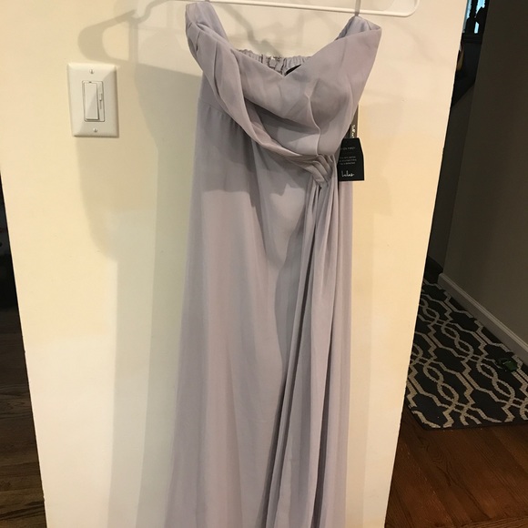 Lulus ROMANTIC BALLAD GREY STRAPLESS - Picture 4 of 8