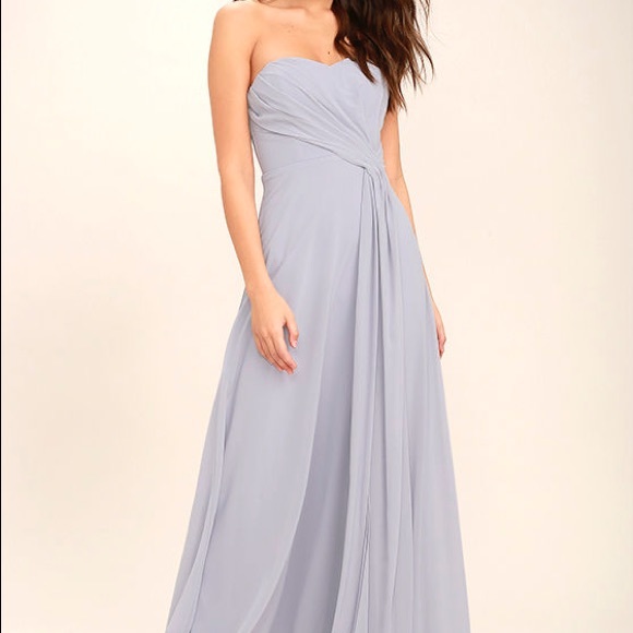 Lulus ROMANTIC BALLAD GREY STRAPLESS - Picture 2 of 8