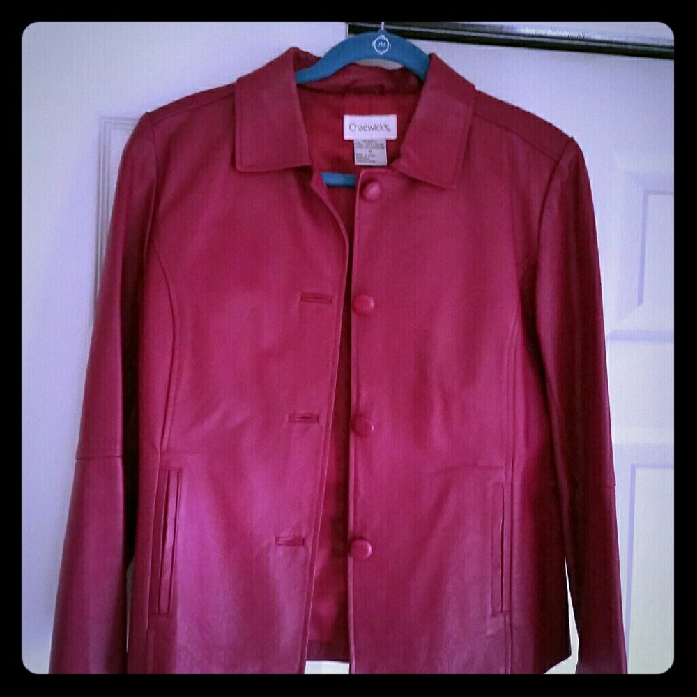 Chadwicks genuine leather jacket - Berry