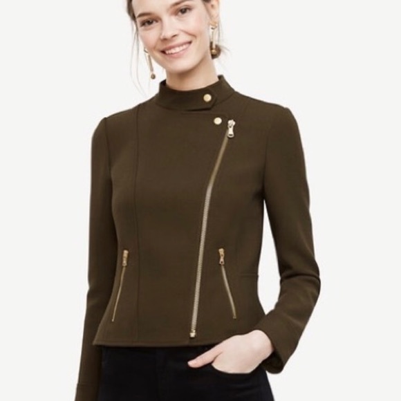 Ann Taylor Jackets & Blazers - Olive Green Moto Jacket