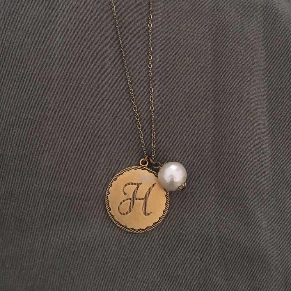 John Wind Gold Initial Necklace with Cotton Bead