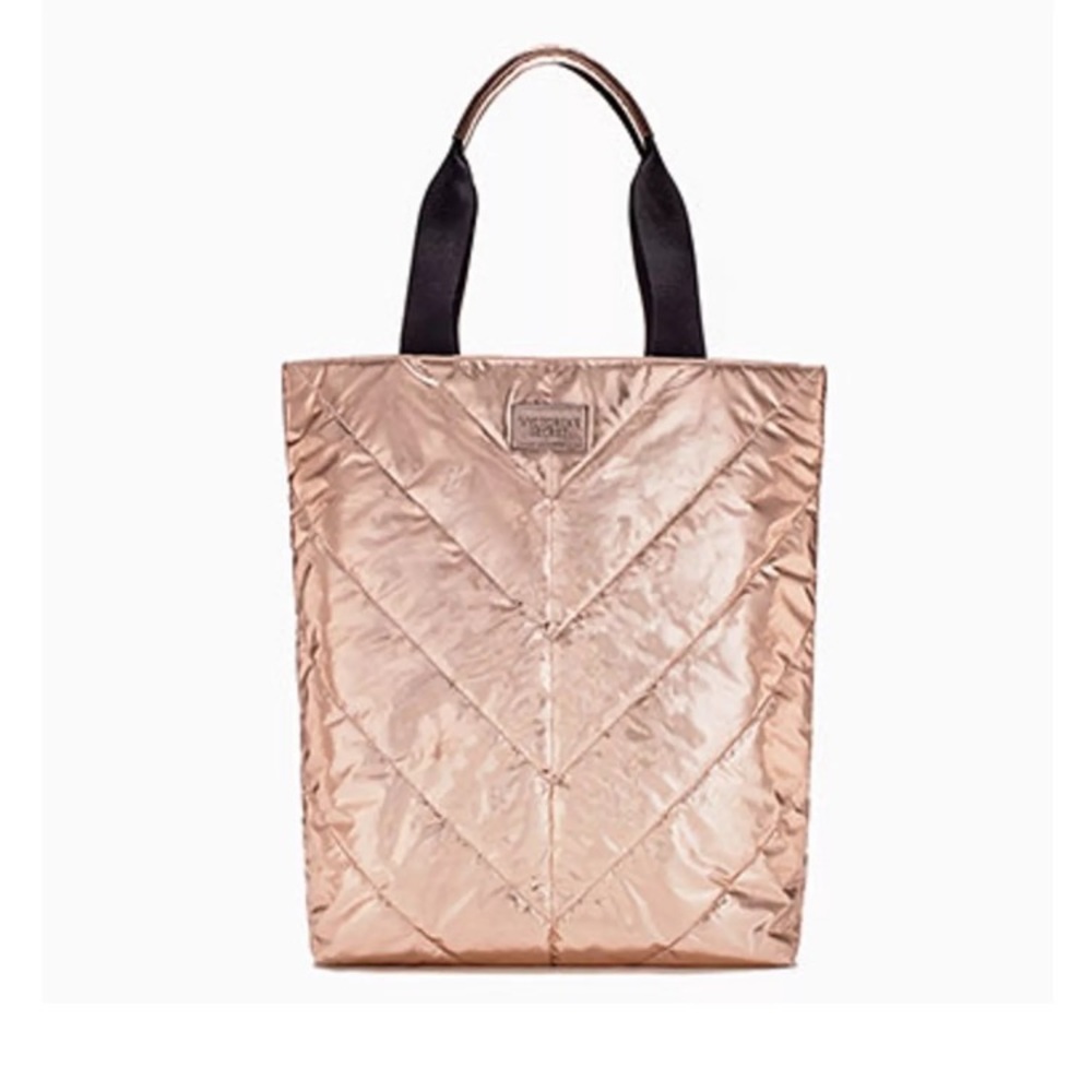 SOLD NWT Victoria's Secret Metallic Rose Gold Tote - Picture 1 of 5