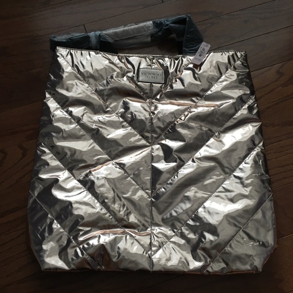 SOLD NWT Victoria's Secret Metallic Rose Gold Tote - Picture 3 of 5