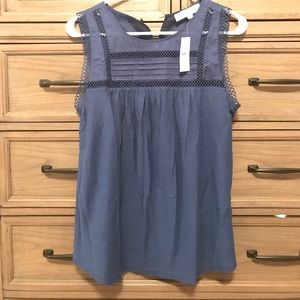 Loft size small blue yoke sleeveless top
